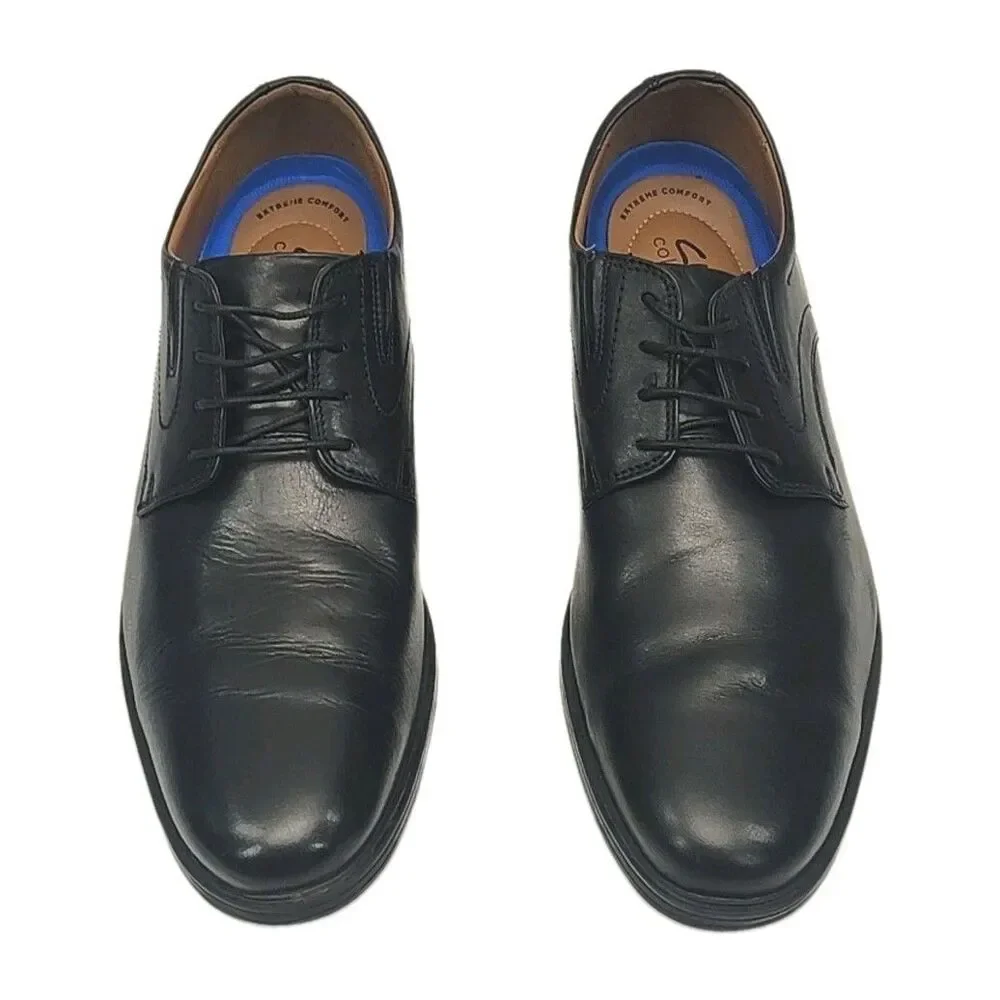 Clarks Collection Dress Shoe Extreme Comfort Oxford Black Leather Men Size 12